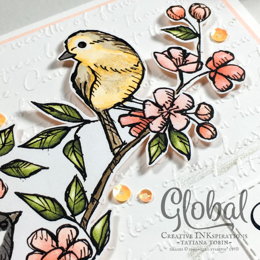 Tatiana Creative Stamping Adventure - COVID-19 Relief cards using Share Sunshine COVID-19 PDF and Bird Ballad DSP both from Stampin' Up!®