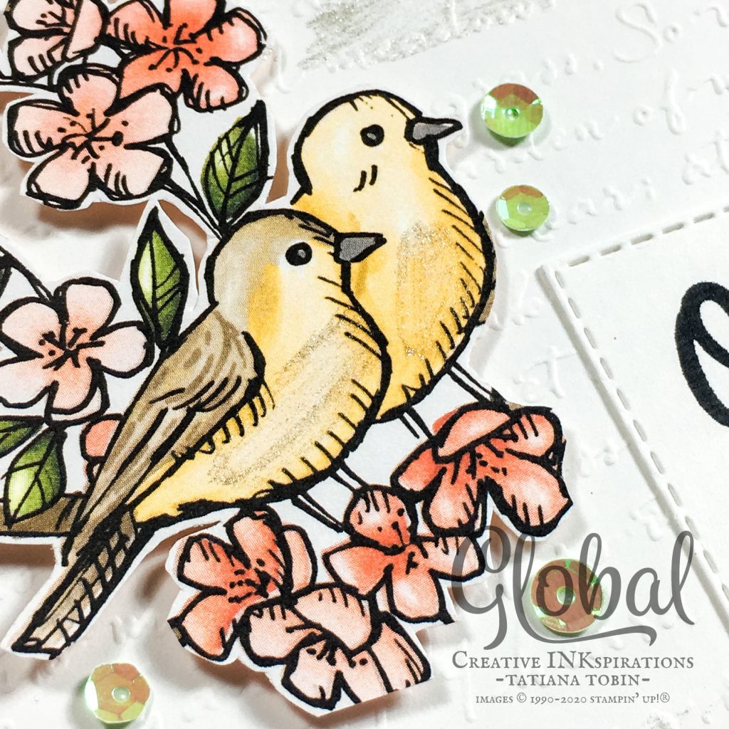 Tatiana Creative Stamping Adventure - COVID-19 Relief cards using Share Sunshine COVID-19 PDF and Bird Ballad DSP both from Stampin' Up!®