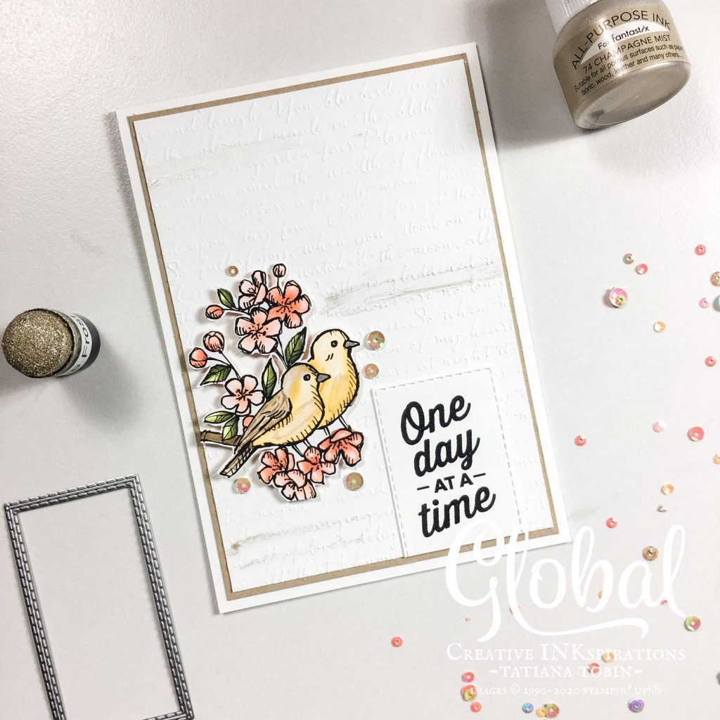 Tatiana Creative Stamping Adventure - COVID-19 Relief cards using Share Sunshine COVID-19 PDF and Bird Ballad DSP both from Stampin' Up!®