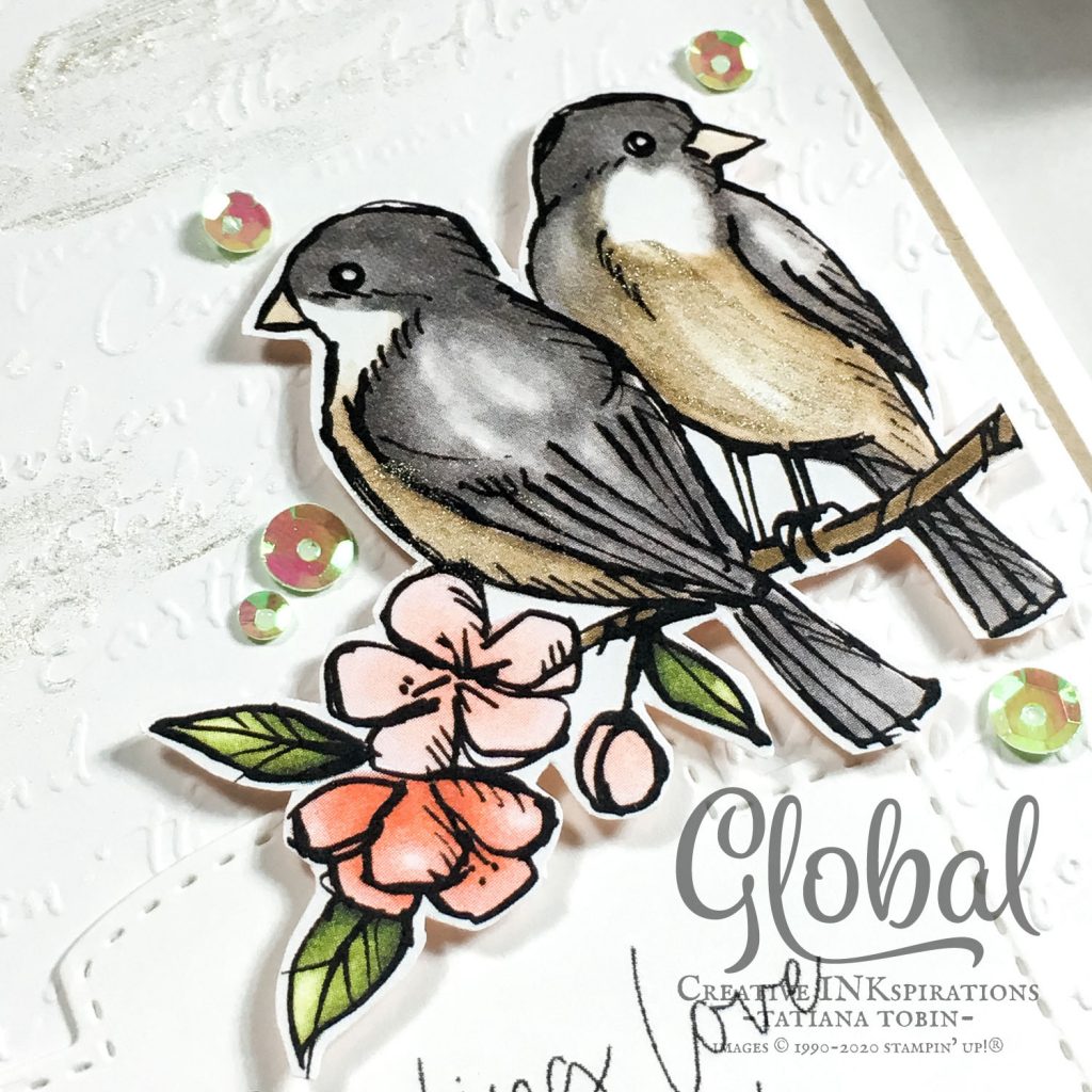 Tatiana Creative Stamping Adventure - COVID-19 Relief cards using Share Sunshine COVID-19 PDF and Bird Ballad DSP both from Stampin' Up!®