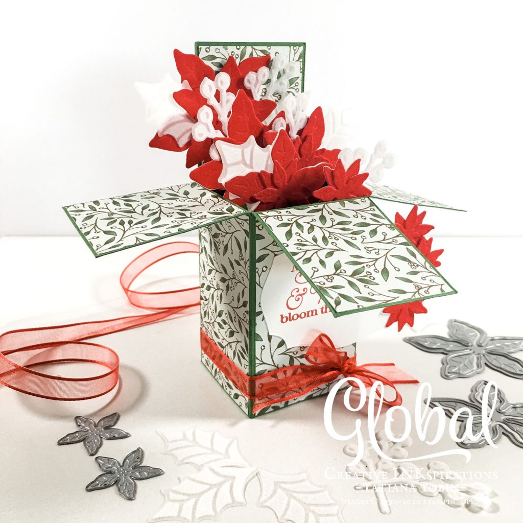 Tatiana Creative Stamping Adventure - 3D Pop Up Poinsettia Christmas Box Card using Poinsettia Petals Suite from Stampin' Up!®