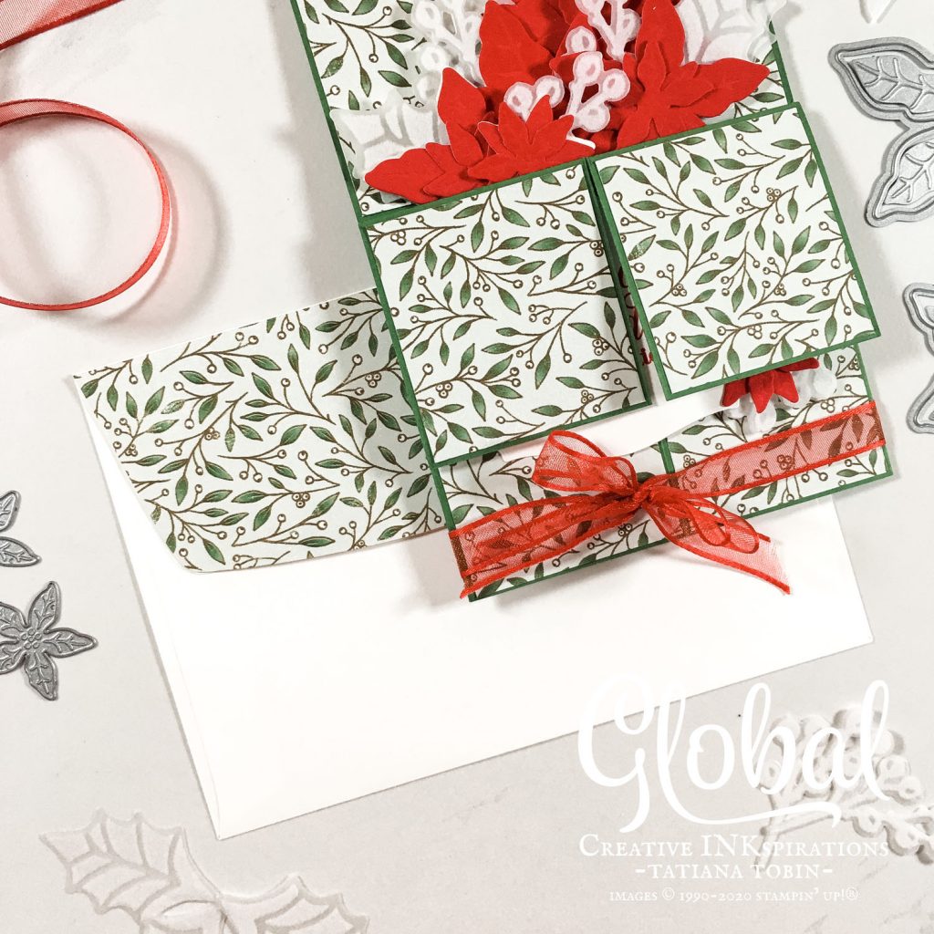 Tatiana Creative Stamping Adventure - 3D Pop Up Poinsettia Christmas Box Card using Poinsettia Petals Suite from Stampin' Up!®