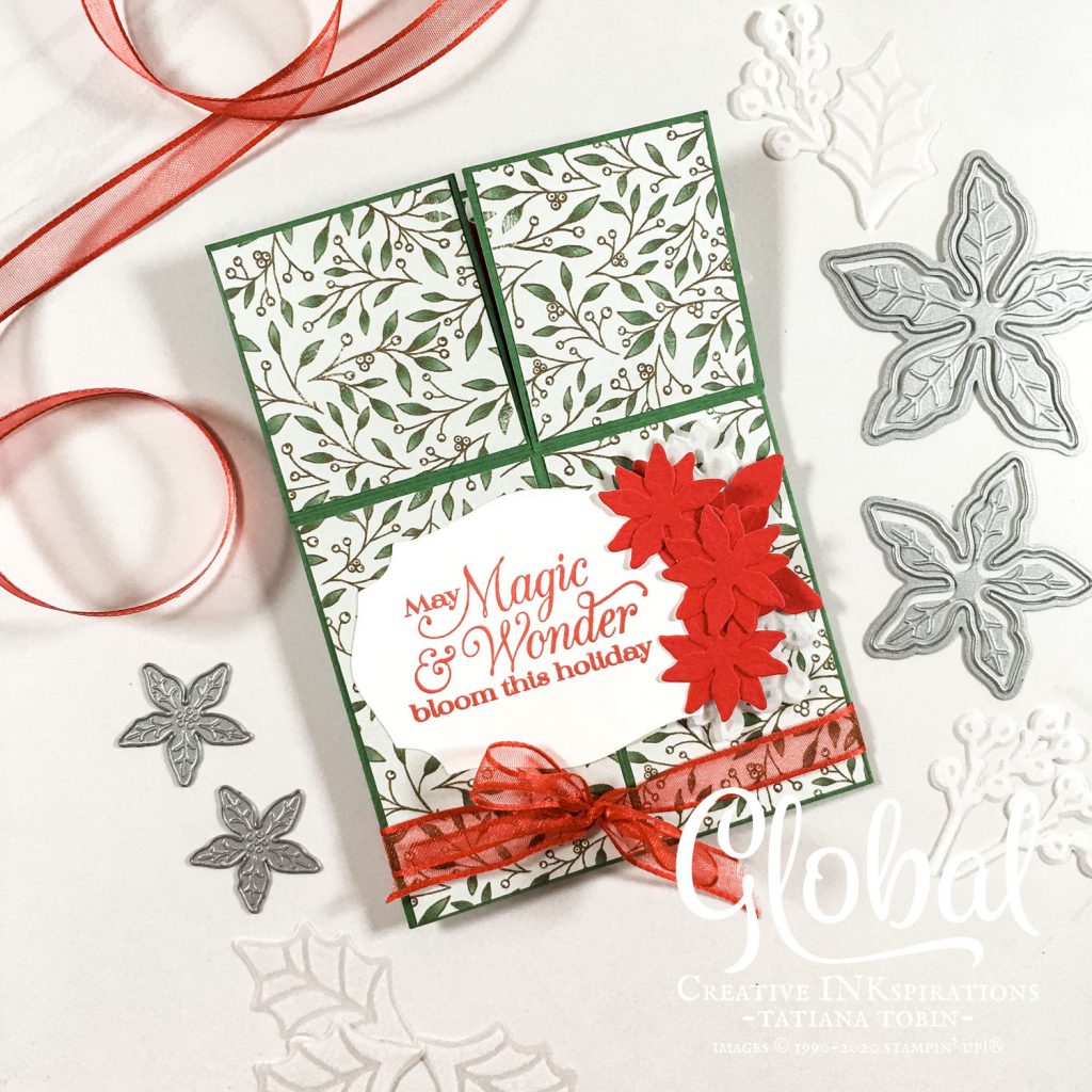 Tatiana Creative Stamping Adventure - 3D Pop Up Poinsettia Christmas Box Card using Poinsettia Petals Suite from Stampin' Up!®