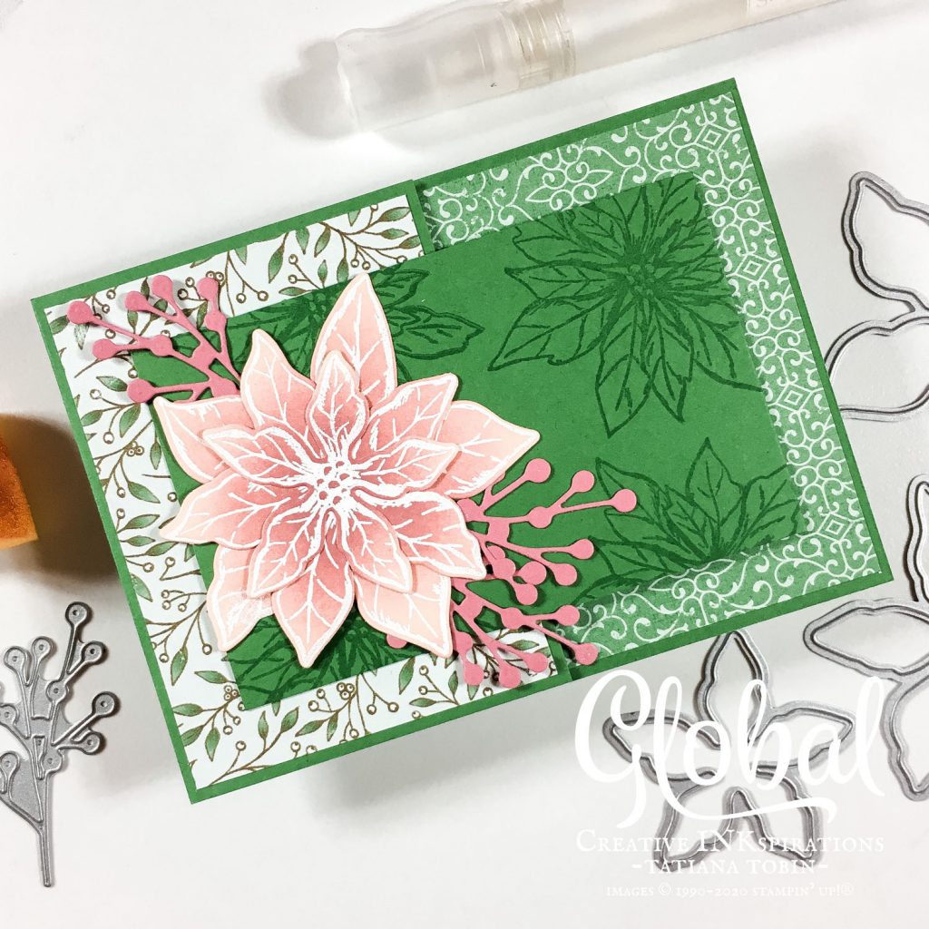 Tatiana Creative Stamping Adventure - Joy Fold Christmas Card using Poinsettia Petals Bundle from Stampin' Up!®